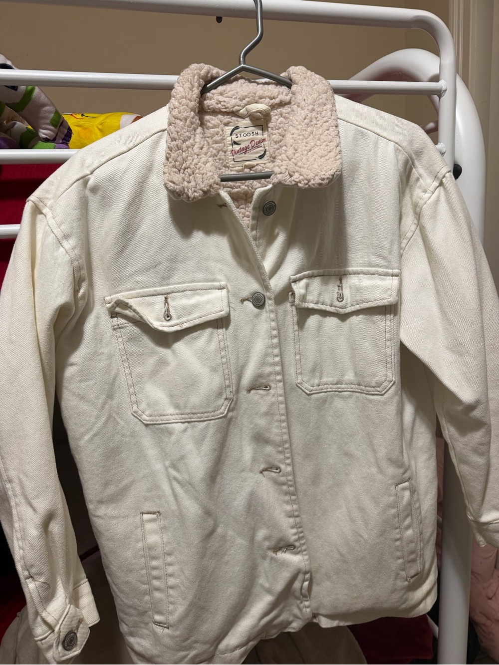 Stoosh Cream Sherpa Collar Jean Jacket